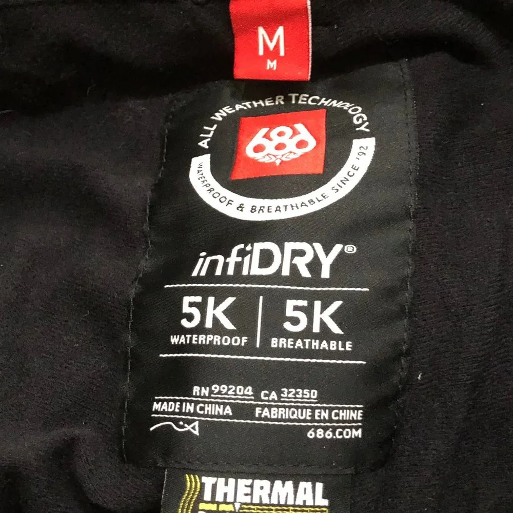 686 Six eight Six Infidry 10K lined Thermal Snowboarding Pants Mens Medium New - Picture 5 of 9